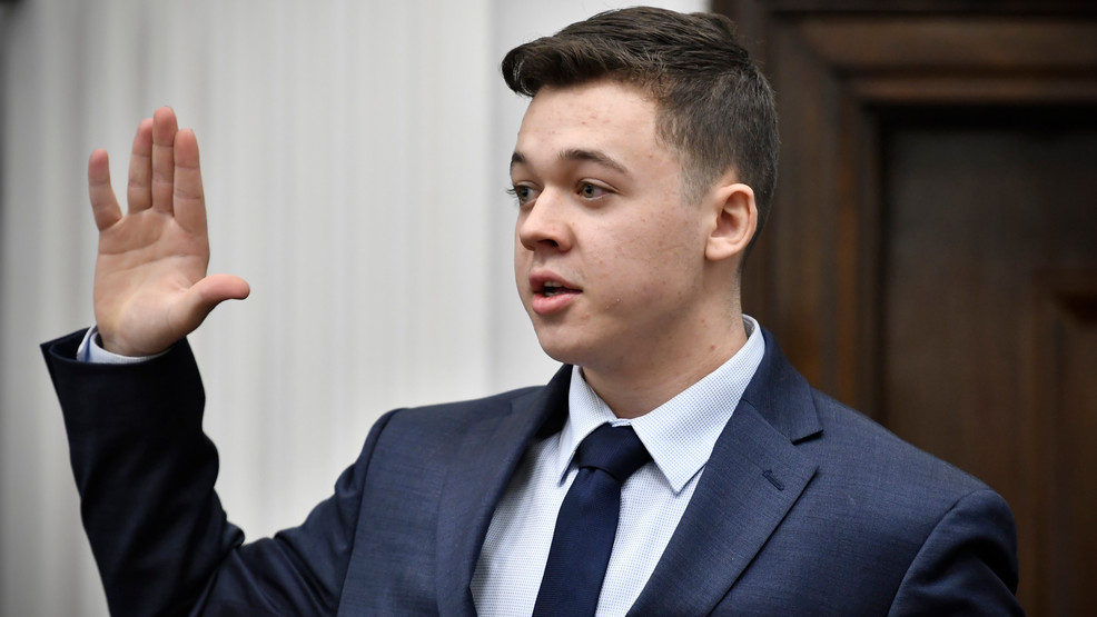 Kyle Rittenhouse is sworn in before testifying in his trial at the Kenosha County Courthouse in Kenosha, Wis., on Wednesday, Nov. 10, 2021.