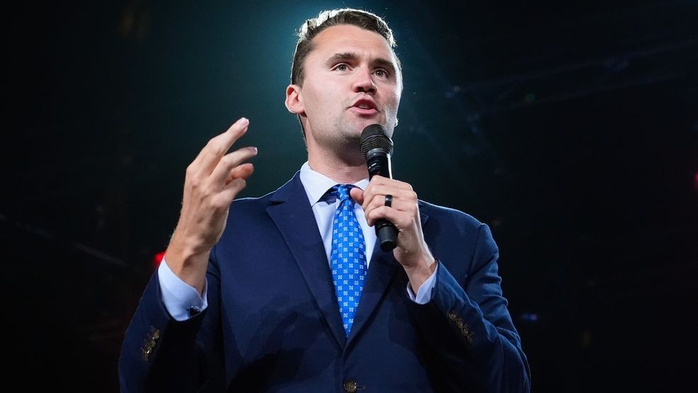 Turning Point USA Founder Charlie Kirk speaks at a Turning Point event prior to Republican vice presidential nominee Sen. JD Vance.