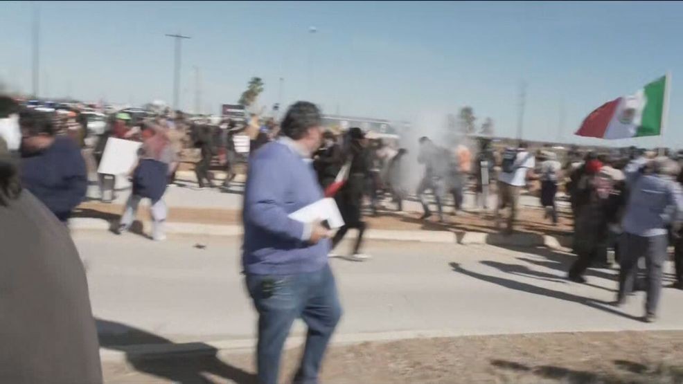 Image for story: Protestors outside Texas ICE detention facility met with tear gas in clash 