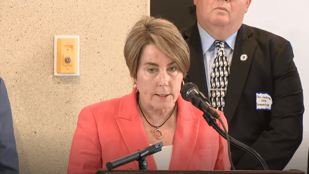 Gov. Maura Healey speaks in Fall River on July 22, 2025. (WJAR) .png