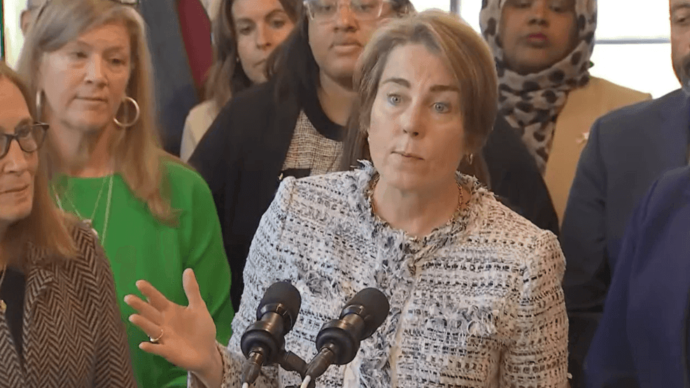 Gov. Maura Healey speaks about SNAP benefits that might end in November. (WJAR pool) .png