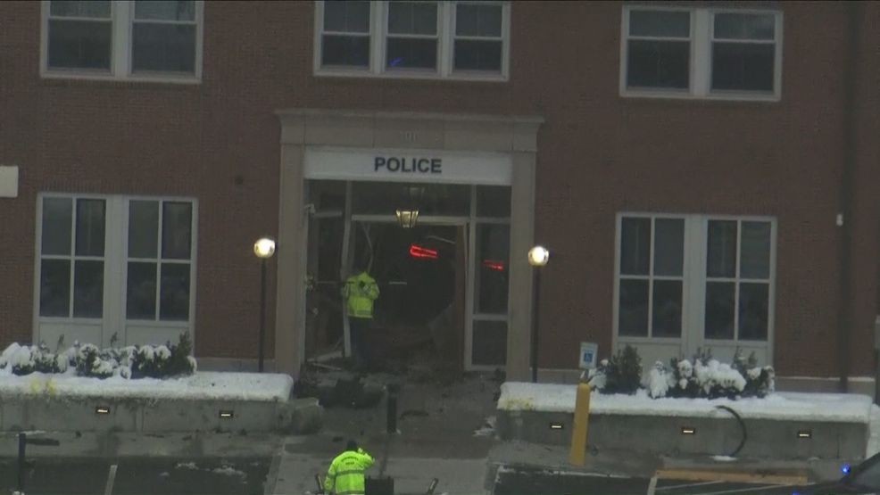 Image for story: Driver accused of intentionally driving into Shrewsbury Police Department lobby