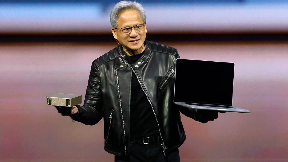 Nvidia CEO Jensen Huang delivers the keynote address during the Nvidia GTC 2025 at SAP Center on March 18, 2025 in San Jose, California.{ } (Photo by Justin Sullivan/Getty Images)