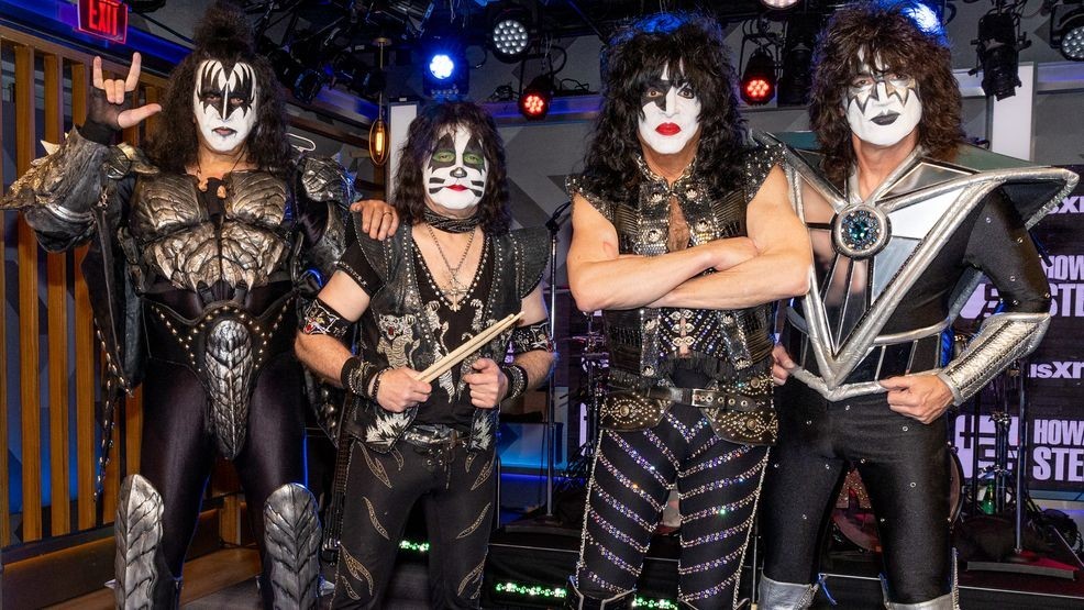 LOS ANGELES, CALIFORNIA - MARCH 01: (L-R) Gene Simmons, Eric Singer, Paul Stanley and Tommy Thayer of KISS visit SiriusXM's 'The Howard Stern Show' at SiriusXM Studios on March 01, 2023 in Los Angeles, California. (Photo by Emma McIntyre/Getty Images for SiriusXM)