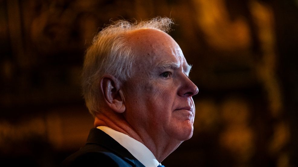 Minnesota Gov. Tim Walz speaks during a press conference at the State Capitol building on January 5, 2026 in St. Paul, Minnesota.