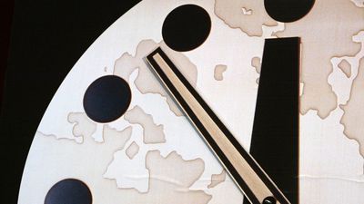 Image for story: Doomsday clock set to a record 85 seconds to midnight 